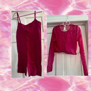 March Move Sale! New Large Fabletics Hot Pink Jumpsuit with Matching Mesh Top